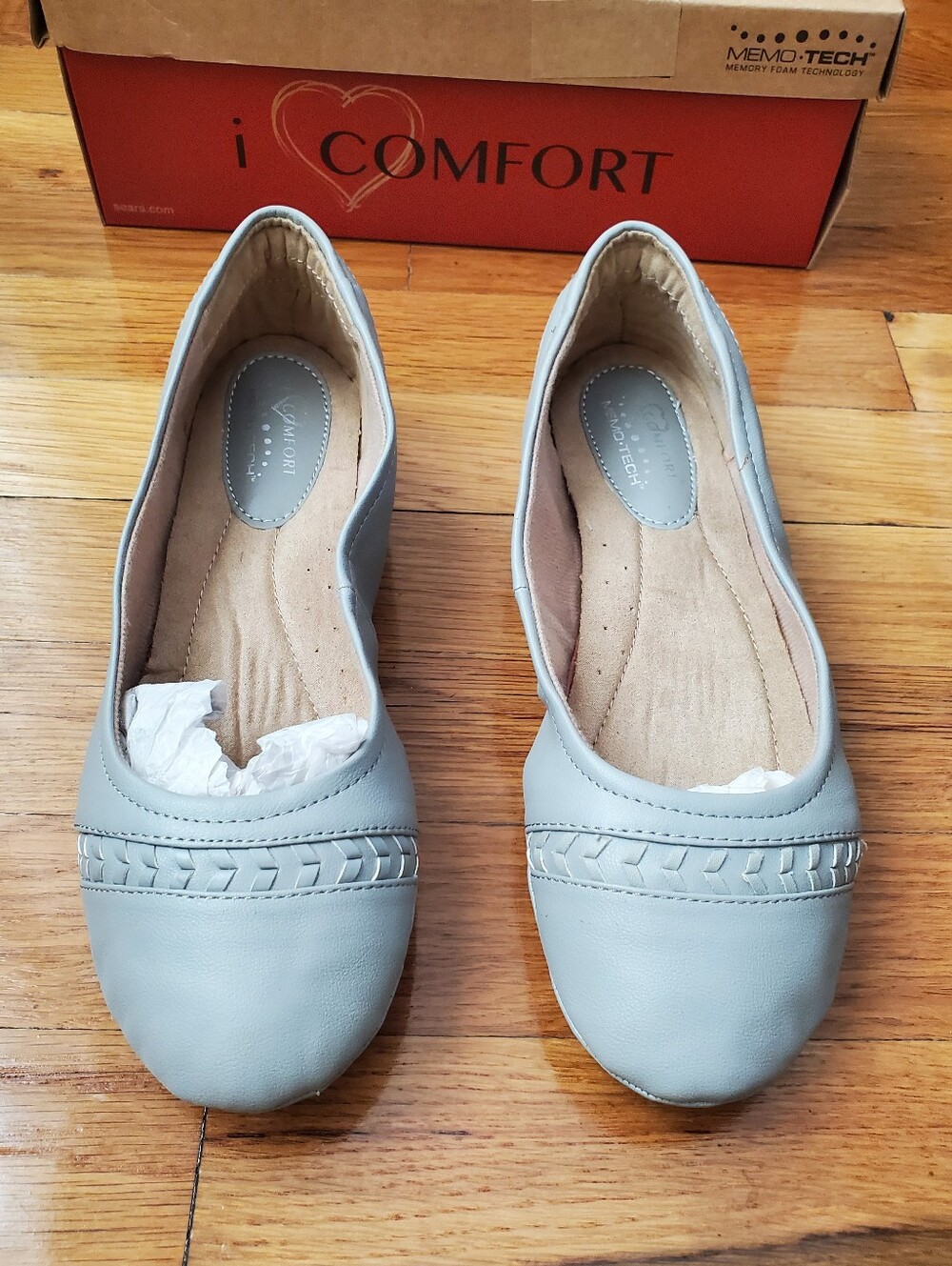Women's Light Gray Slip-On Ballet Flats - Picture 3 of 11
